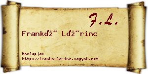 Frankó Lőrinc névjegykártya